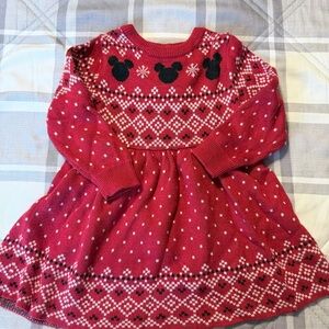 Little sleepies Red Knit Disney Mickey Fair Isle Sweater Dress
